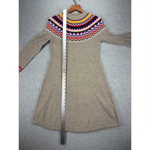 Boden Fair Isle Knit Midi Sweater Dress Wool Alpaca Nordic Melange Taupe Size 2 - Picture 11 of 14